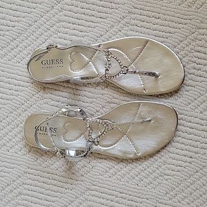 Guess by Marciano Silver Strap Sandals, Size 7.5